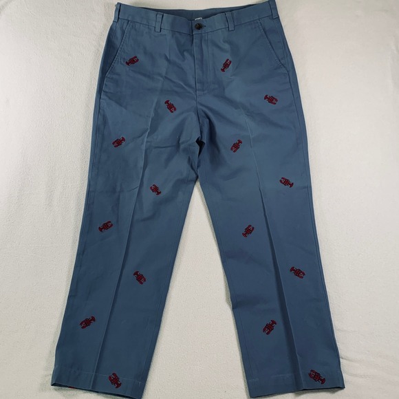Brooks Brothers Other - Brooks Brothers 346 Men Lobster Embroidered Chinos Pants Blue 35x32 (Fits 35x28)